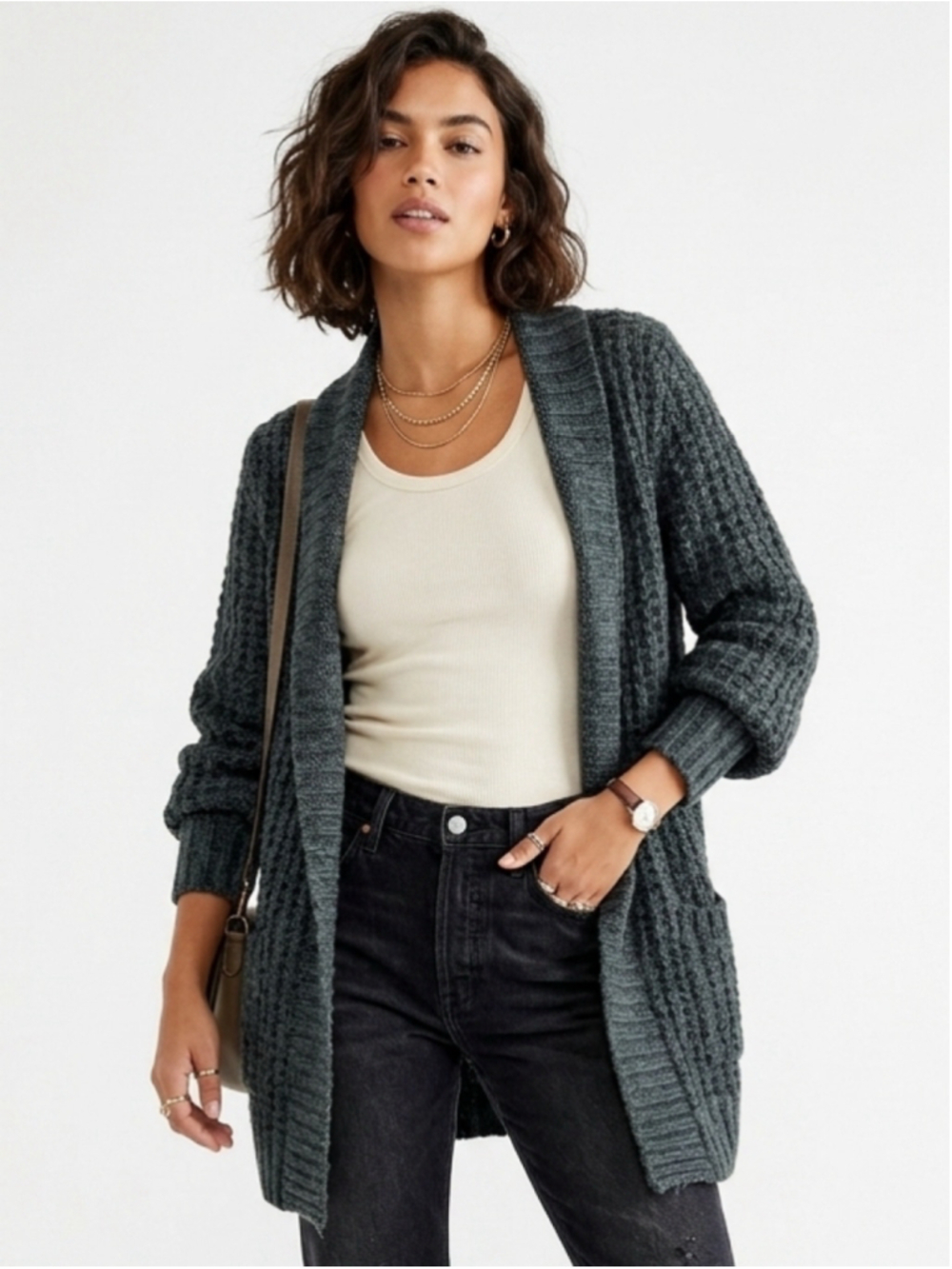 Women's Cynthia Rowley Green Wool Alpaca Blend Shawl Collar Cardigan Medium 802